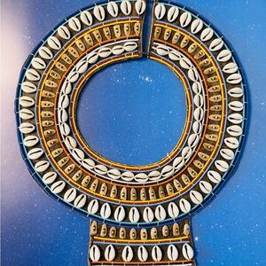 Vintage Maasai Glass Beaded Collar Necklace Cowrie Shells Tribal Ethnic Original